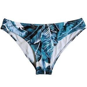 Shein blue black white palm tree leaf swim suit bathing suit bikini bottom sz S